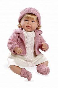 Мягкая кукла из серии Arias Elegance в белом платьице с кристаллами Swarowski, смеется, 45 см. (Arias, Т11135)